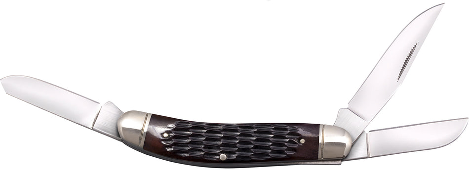 Cold Steel Gentleman's Stockman 3-Blade Folding Knife, 8Cr13MoV SS Blades, Brown Jigged Bone Handle