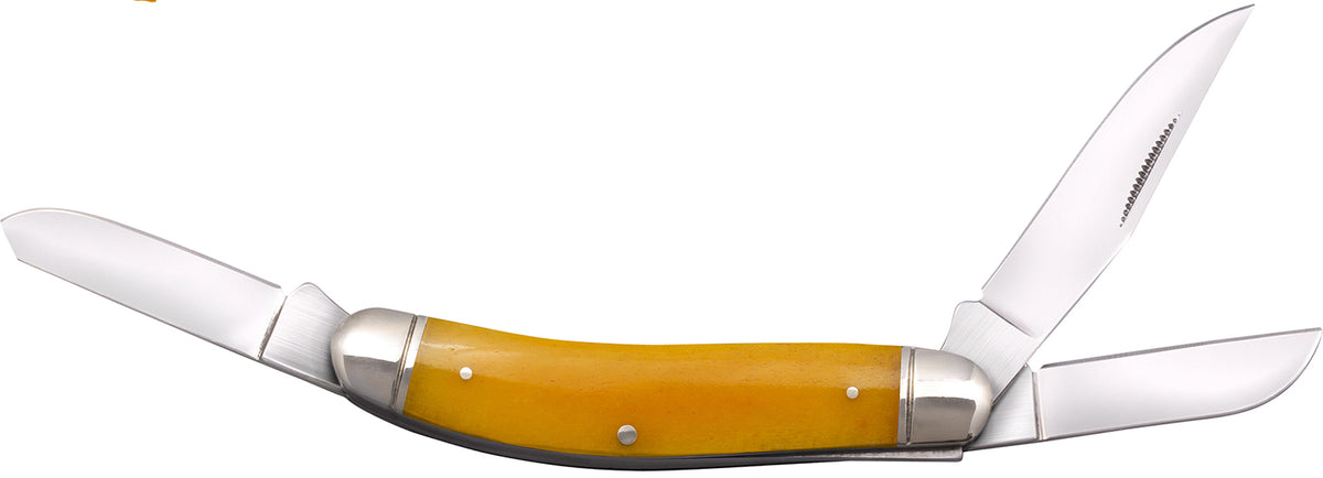 Cold Steel Gentleman's Stockman 3-Blade Folding Knife, 8Cr13MoV SS Blades, Yellow Bone Handle with Bolsters