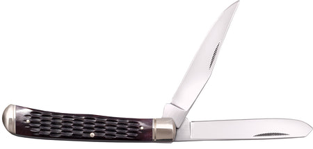 Cold Steel Trapper 3" Folding Clip/Spey Knife, 8Cr13MoV SS Blades, Brown Jigged Bone Handle with Bolsters
