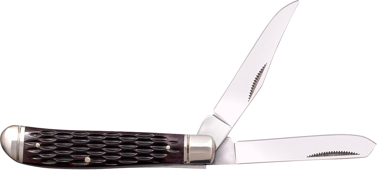 Cold Steel Trapper Mini Folding Clip/Spey Knife, 2.60"/2.70" 3Cr13MoV Blades, Brown Jigged Bone Handle
