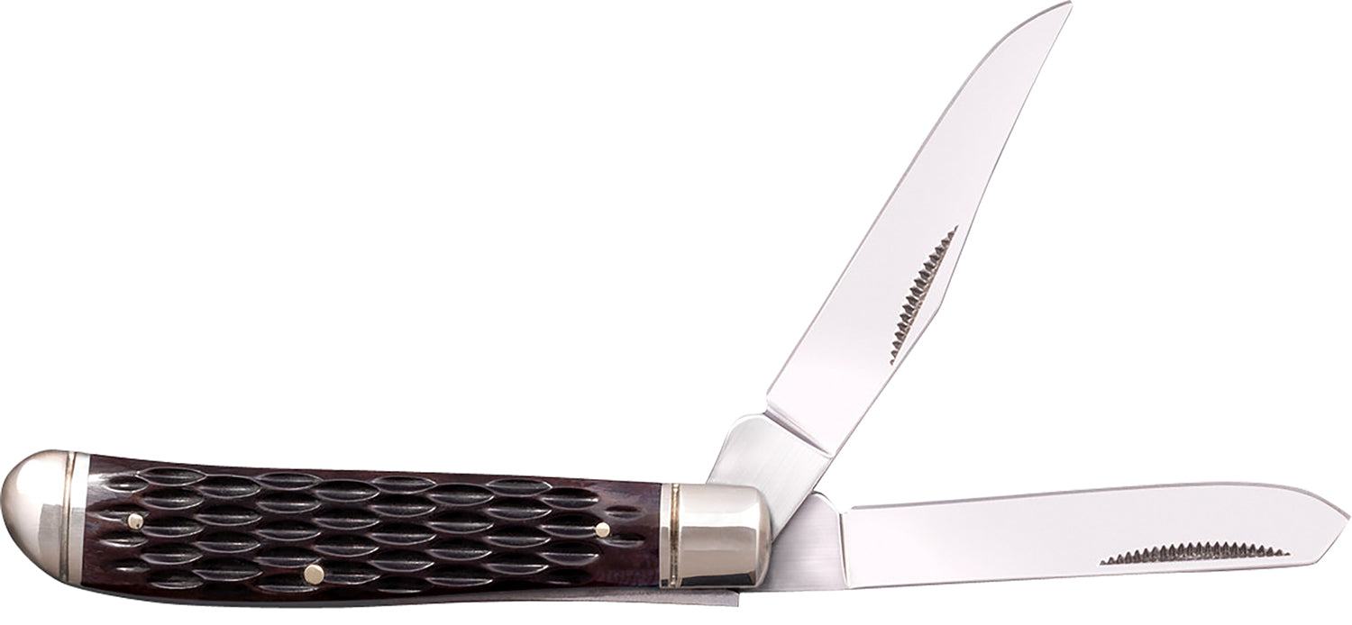 Cold Steel Trapper Mini Folding Clip/Spey Knife, 2.60"/2.70" 3Cr13MoV Blades, Brown Jigged Bone Handle