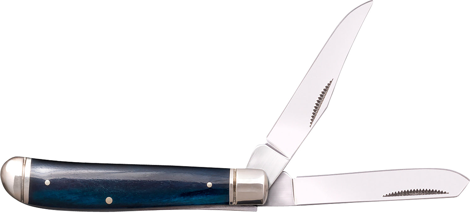 Cold Steel Trapper Mini Folding Clip/Spey Knife, 2.60"/2.70" 3Cr13MoV Blades, Dark Blue Bone Handle