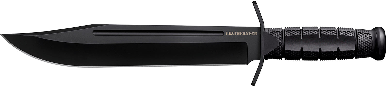 Cold Steel Leatherneck 10.50" Fixed Bowie Knife, Non-Reflective Black D2 Steel Blade, Black Kray-Ex Handle with Quillons