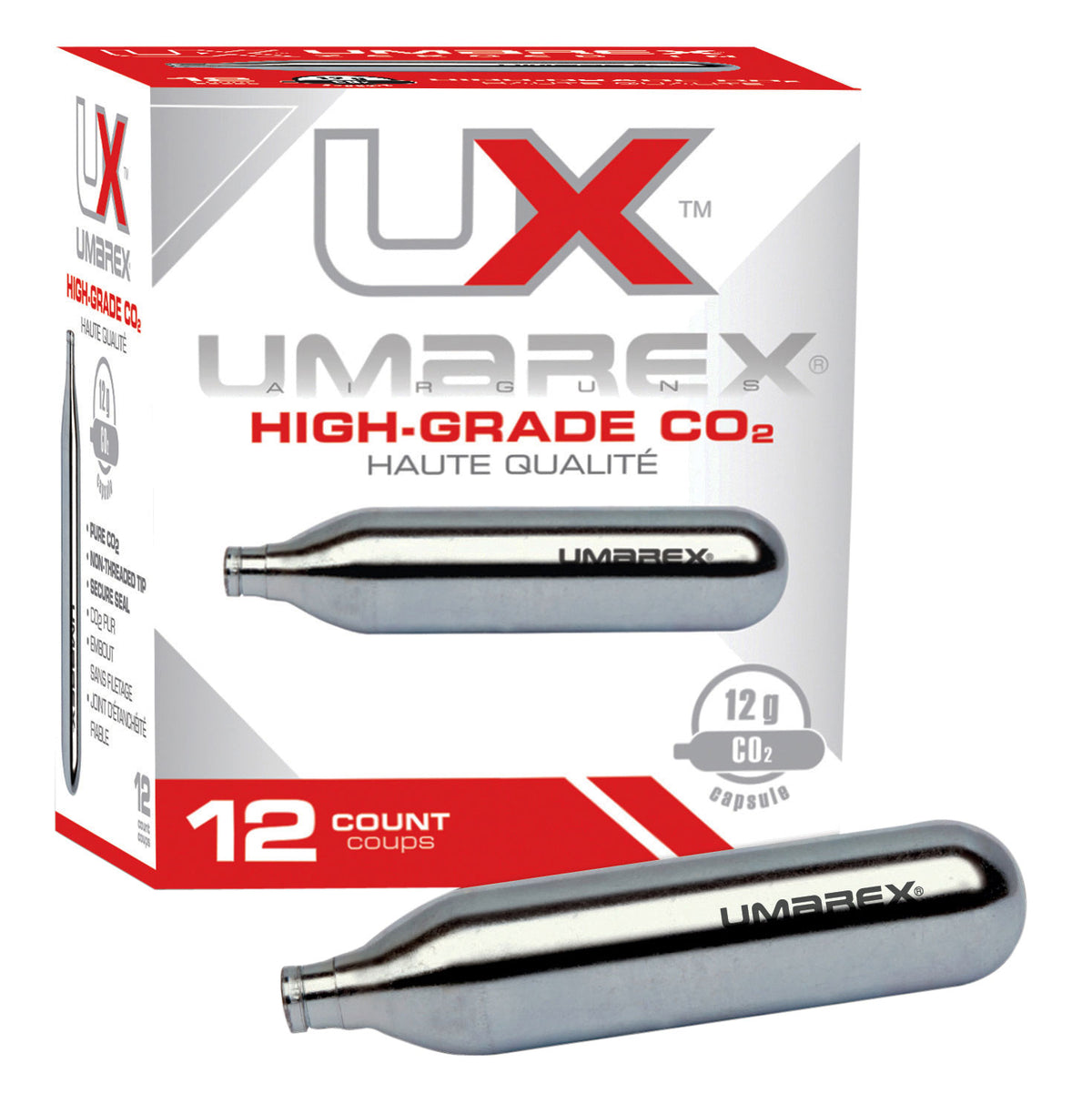 Umarex 2252533 12 Gram CO2 Cartridge Cylinders for Airguns 12 Per Box