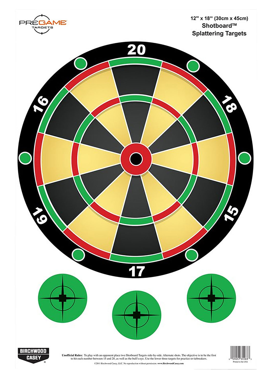 Birchwood Casey 35562 Pregame Shotboard Splattering Paper Target 12"x18" 8 Targets
