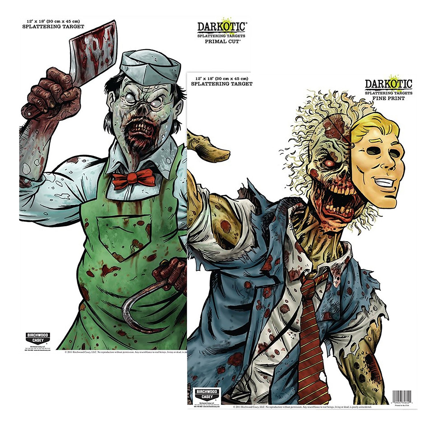Birchwood Casey 35638 Darkotic Primal Cut Zombie Butcher/Lawyer Splatter Target 12"x18" 8 Pack