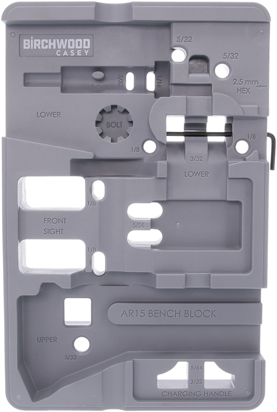 Birchwood Casey ARBENCH-BLOCK AR-15 Bench Block Gray with Integrated Magnet