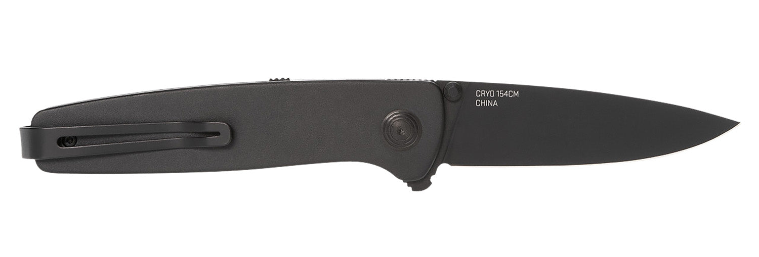 S.O.G Twitch III 3.10" Assisted Opening Folding Knife Drop Point Black TiNi 154CM Blade Black Aluminum Handle