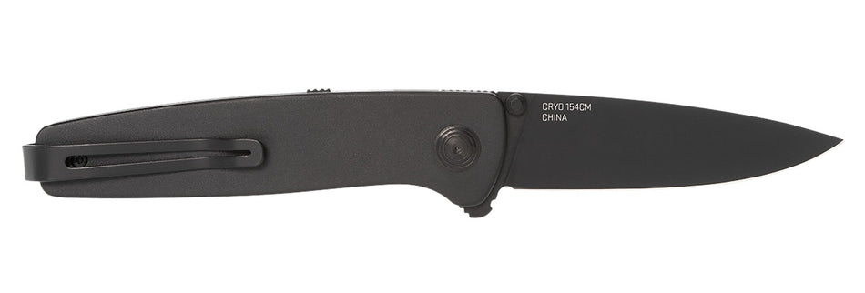 S.O.G Twitch III 3.10" Assisted Opening Folding Knife Drop Point Black TiNi 154CM Blade Black Aluminum Handle