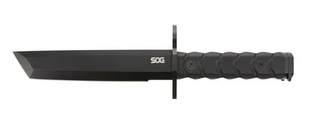S.O.G Bayonet 7.00" Fixed Blade Knife Tanto Plain Black Finished Blade G-10 Handle with Barrel Ring and Sheath
