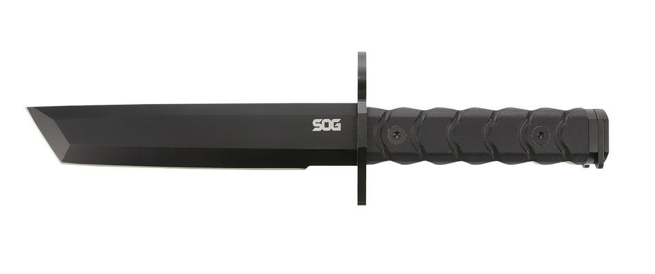 S.O.G Bayonet 7.00" Fixed Blade Knife Tanto Plain Black Finished Blade G-10 Handle with Barrel Ring and Sheath
