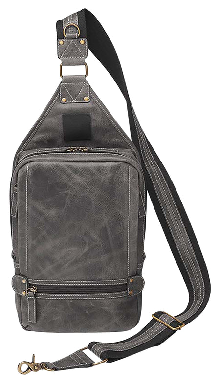 Gun Tote'n Mamas GTMCZY108GREY Gray Leather Sling Backpack with Standard Holster