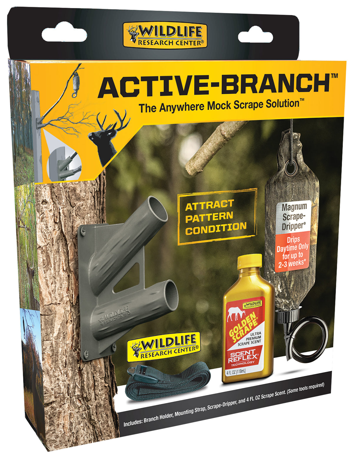 Wildlife Research Active-Branch Mock Scrape Kit with Magnum Scrape-Dripper and Golden Scrape Scent