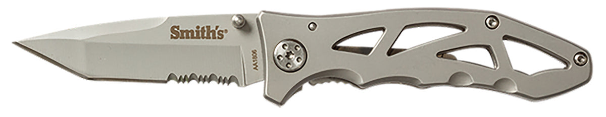 Smiths Products 51009 Caprella 2.95" Folding Drop Point Part Serrated Bead Blasted 400 SS Blade Skeletonized Handle