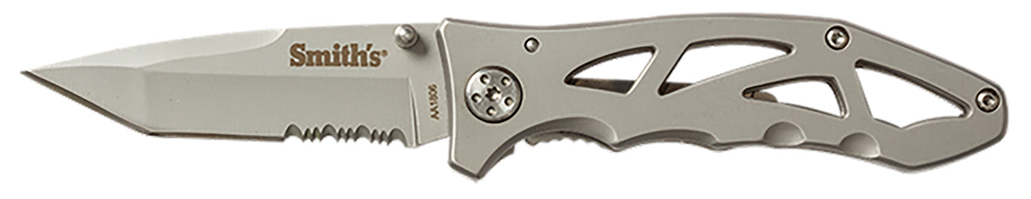 Smiths Products 51009 Caprella 2.95" Folding Drop Point Part Serrated Bead Blasted 400 SS Blade Skeletonized Handle
