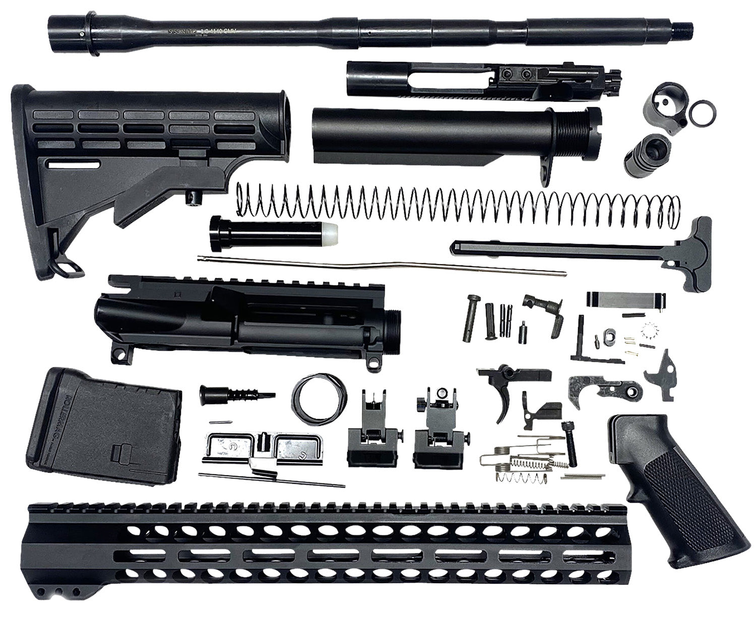 Bowden Tactical J27113 Complete AR Rifle Build Kit 13" M-Lok Handguard Mil-Spec with Flip Up Sights