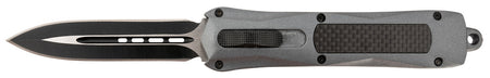 Steel River Knives A163BD Spartan 3.50" OTF Dagger Plain Black/Silver 440C SS Blade Gray Carbon Fiber Inlay Aluminum Zinc Alloy Handle