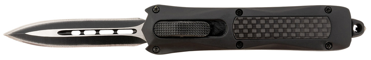 Steel River Knives MA163BD Spartan Mini 2.70" OTF Dagger Plain Black/Silver 440C SS Blade Black Carbon Fiber Inlay Aluminum Zinc Alloy Handle