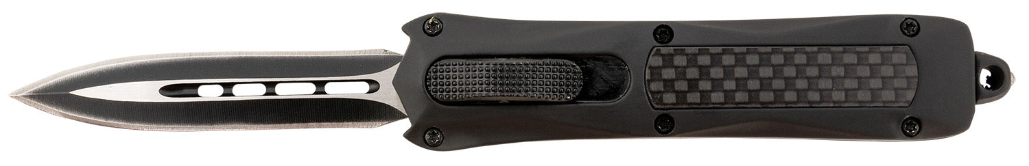 Steel River Knives MA163BD Spartan Mini 2.70" OTF Dagger Plain Black/Silver 440C SS Blade Black Carbon Fiber Inlay Aluminum Zinc Alloy Handle