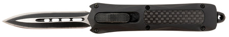 Steel River Knives MA163BD Spartan Mini 2.70" OTF Dagger Plain Black/Silver 440C SS Blade Black Carbon Fiber Inlay Aluminum Zinc Alloy Handle
