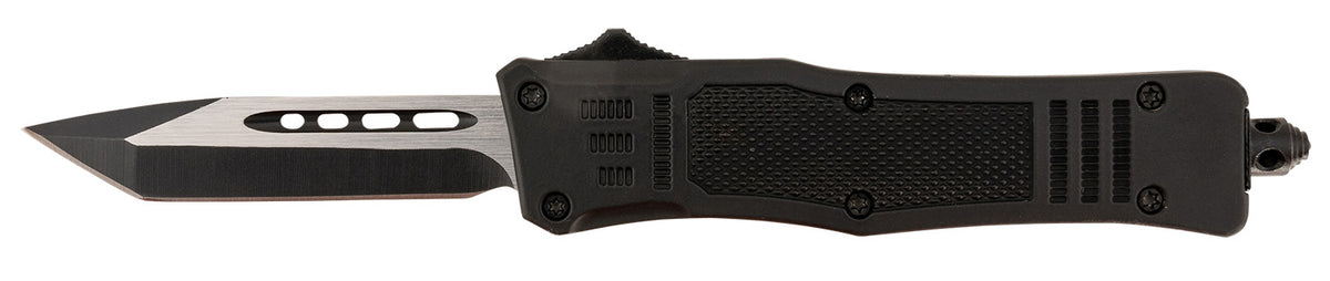 Steel River Knives MT616BT Spartan Mini 2.75" OTF Tanto Plain Black/Silver 440C SS Blade 4.25" Black Aluminum Handle