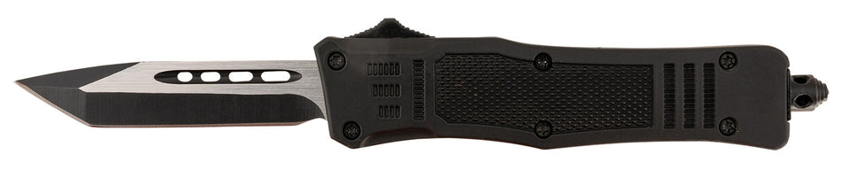Steel River Knives MT616BT Spartan Mini 2.75" OTF Tanto Plain Black/Silver 440C SS Blade 4.25" Black Aluminum Handle