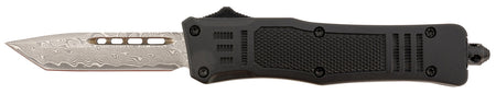 Steel River Knives MT616BRDAMT Spartan Mini OTF 2.75" Tanto Real Damascus 37-Layer 440 Core Blade 4.25" Black Aluminum Handle