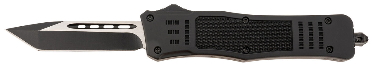 Steel River Knives T618BT Spartan Medium 3.25" OTF Tanto Plain Black/Silver 440C SS Blade 4.50" Black Aluminum Handle