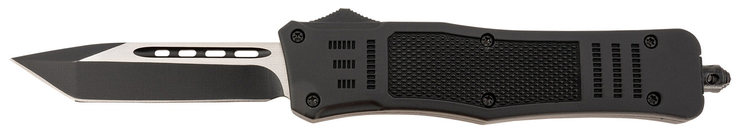 Steel River Knives T618BT Spartan Medium 3.25" OTF Tanto Plain Black/Silver 440C SS Blade 4.50" Black Aluminum Handle