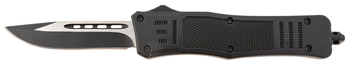 Steel River Knives T618BDP Spartan Medium OTF 3.25" Drop Point Plain Black/Silver 440C SS Blade 4.50" Black Aluminum Handle