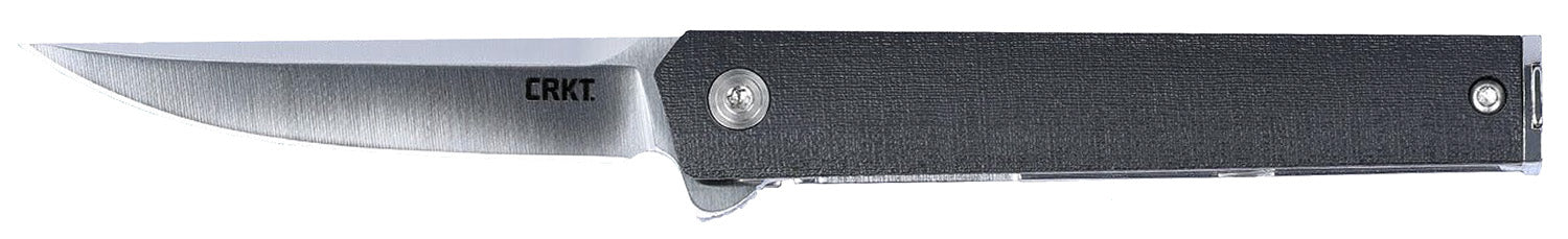 CRKT 7095KX CEO Compact 2.61" Folding Plain Satin 4116 SS Blade, Black GRN Handle with Pocket Clip