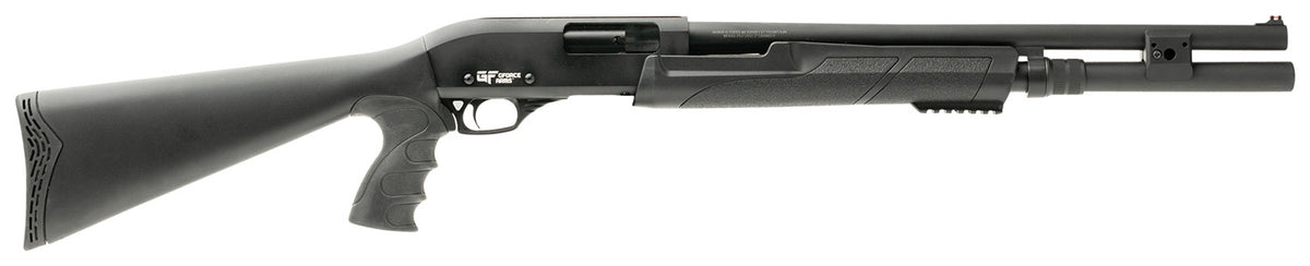 Gforce Arms GF2P12 GF2P 12 Gauge Pump 3" Chamber 7+1 20" Fixed Cylinder Bore, Black, 5rd Shell Carrier Stock, Rubber Pistol Grip, Blade Sight, 3rd Shell Holder on Rec