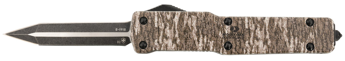 Templar Knife MAMOB121 Premium LW Slim OTF Dagger 3.16" Black Oxide D2 Blade, Mossy Oak Bottomland Aluminum Handle