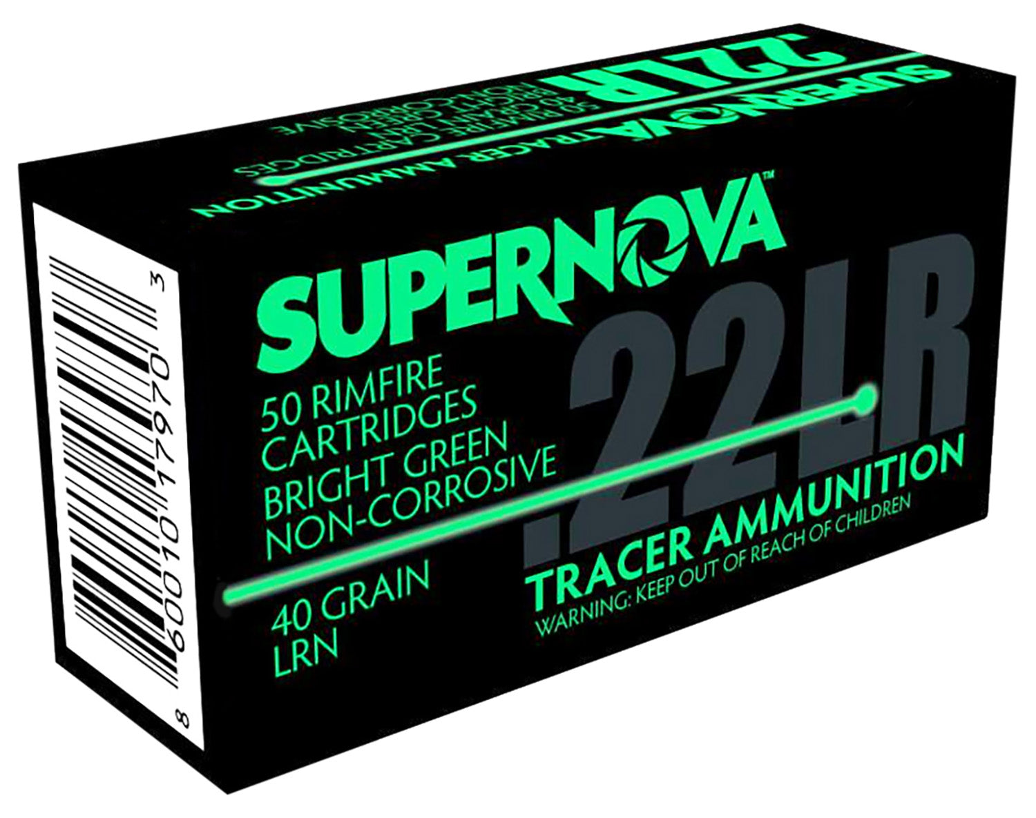 Supernova PMSN22LRG Green Tracer Non-Corrosive Lead Round Nose LRN 40 Grain .22 Long Rifle