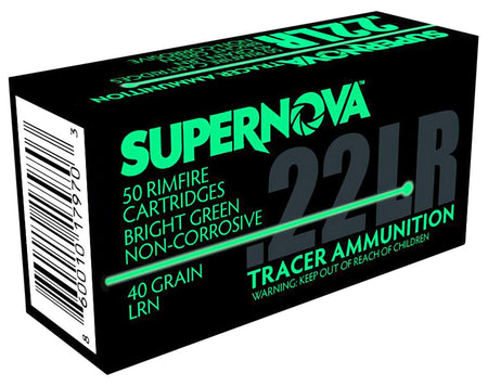 Supernova PMSN22LRG Green Tracer Non-Corrosive Lead Round Nose LRN 40 Grain .22 Long Rifle