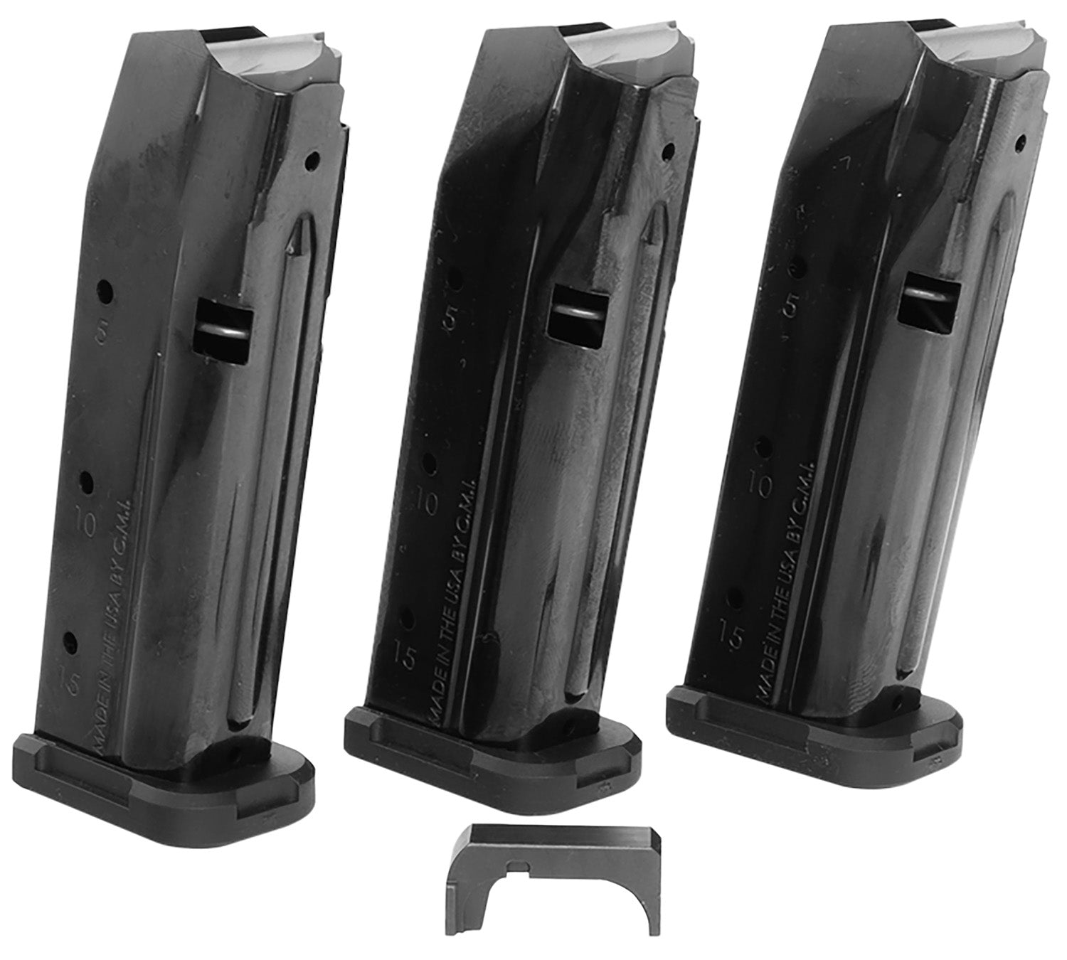 Shield Arms S15COMBOG33M1C S15 Gen 3 15rd 9mm Magazine 3-Pack for Glock 43X/48 – Black Steel