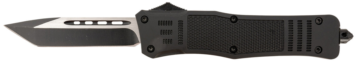 Steel River Knives T620BT Spartan OTF 3.75" Tanto Black/Silver Blade 5.5" Black Aluminum Handle