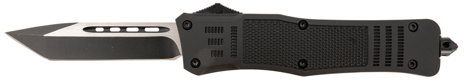 Steel River Knives T620BT Spartan OTF 3.75" Tanto Black/Silver Blade 5.5" Black Aluminum Handle