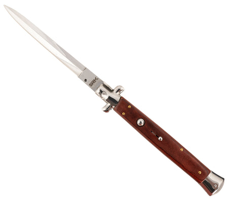 Steel River Knives CIRWD Spartan 6" Italian Dagger Polished Blade Red Wood Handle Side Open
