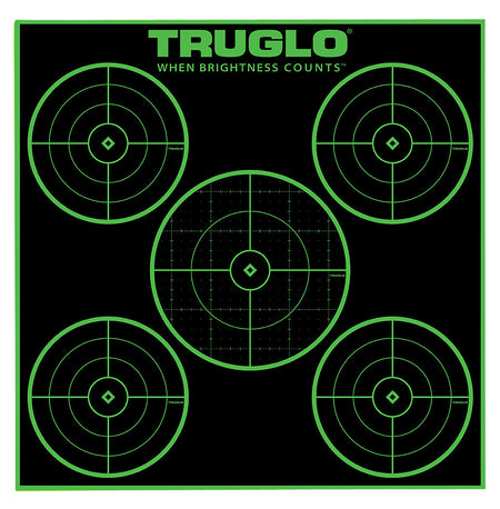 TruGlo Tru-See 5-Bull Target Self-Adhesive Heavy Paper Black/Green 12"x12" 25 Pack (TG11A25)