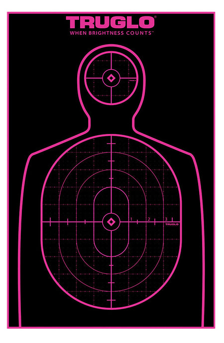 TruGlo Tru-See Handgun Silhouette Target Self-Adhesive Heavy Paper Black/Pink 12"x18" 12 Pack (TG13A12BB)