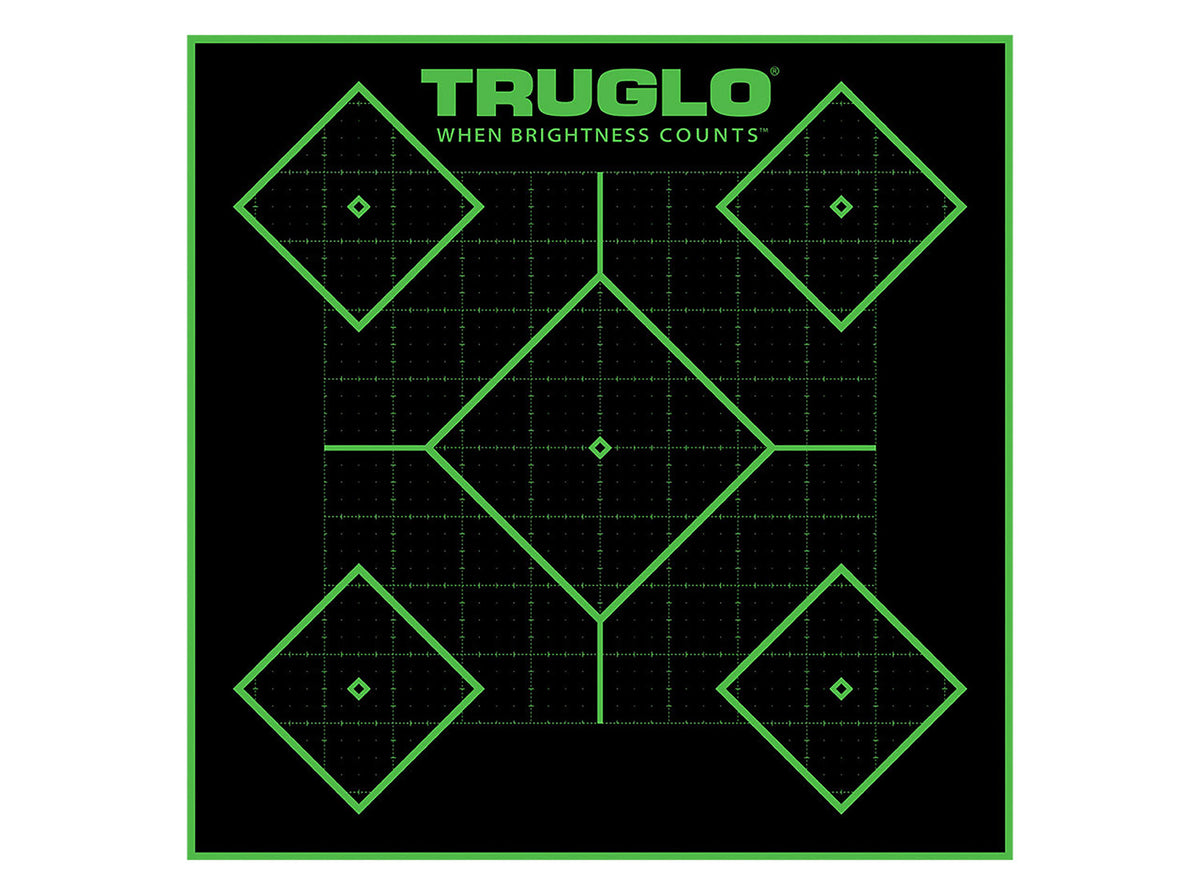 TruGlo Tru-See 5-Diamond Self-Adhesive Fluorescent Target 12x12" 25 Pack
