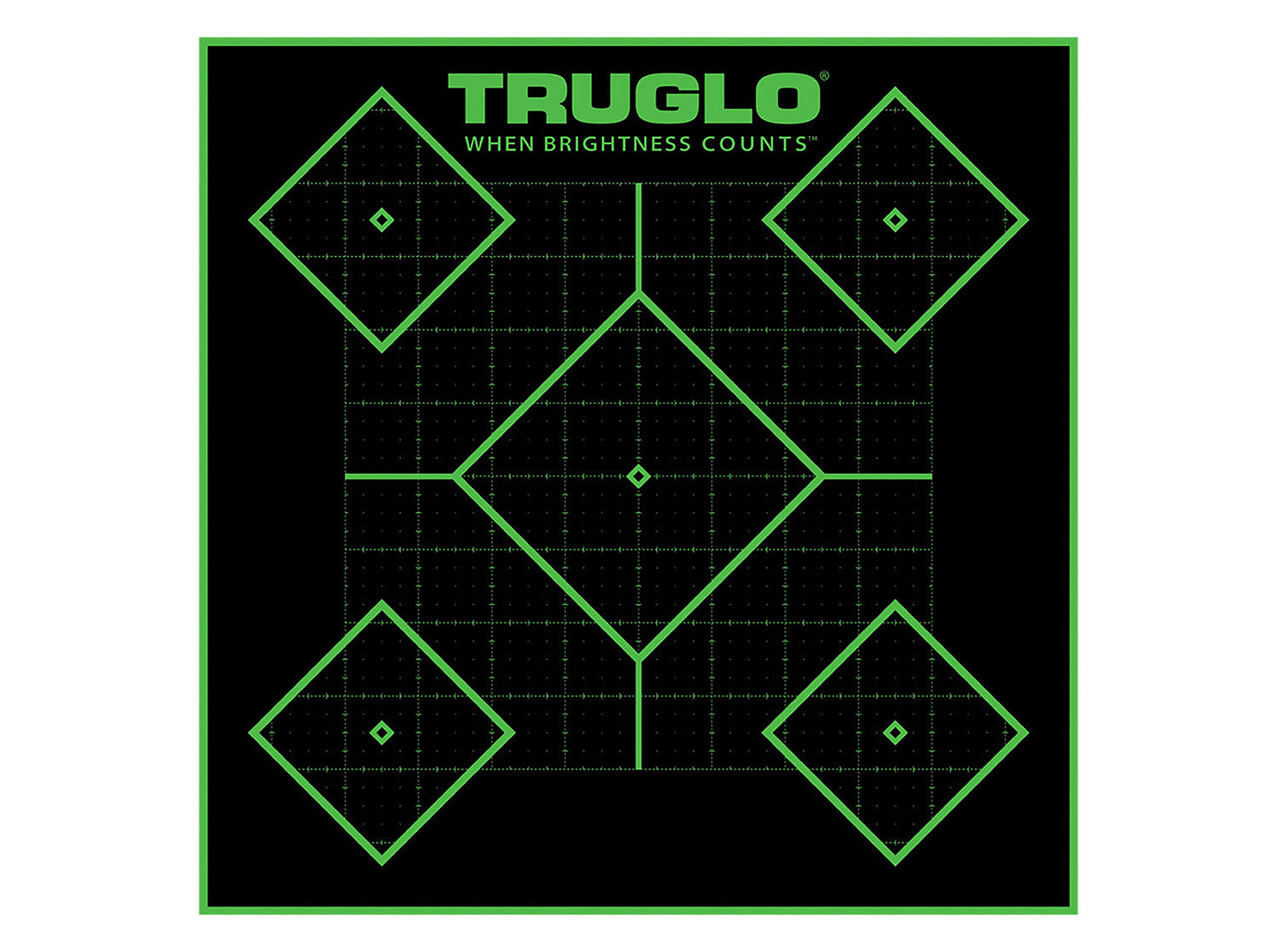 TruGlo Tru-See 5-Diamond Self-Adhesive Fluorescent Target 12x12" 25 Pack