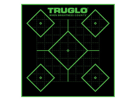 TruGlo Tru-See 5-Diamond Self-Adhesive Fluorescent Target 12x12" 25 Pack