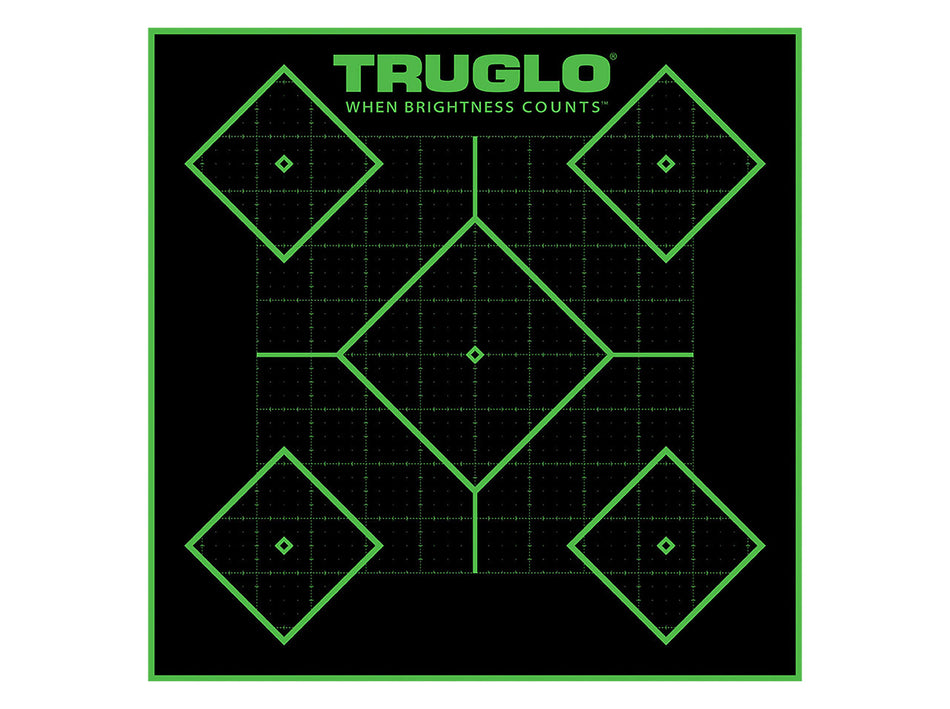 TruGlo Tru-See 5-Diamond Self-Adhesive Fluorescent Target 12x12" 25 Pack