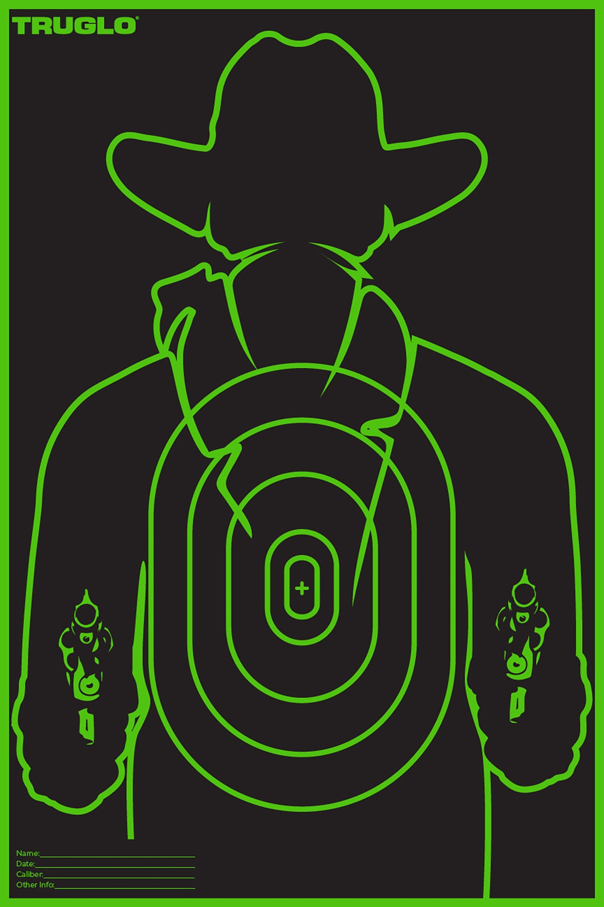 TruGlo Tru-See Gunslinger Cowboy Target Self-Adhesive Heavy Paper Black/Green 12"x18" 6 Pack (TG16A6)