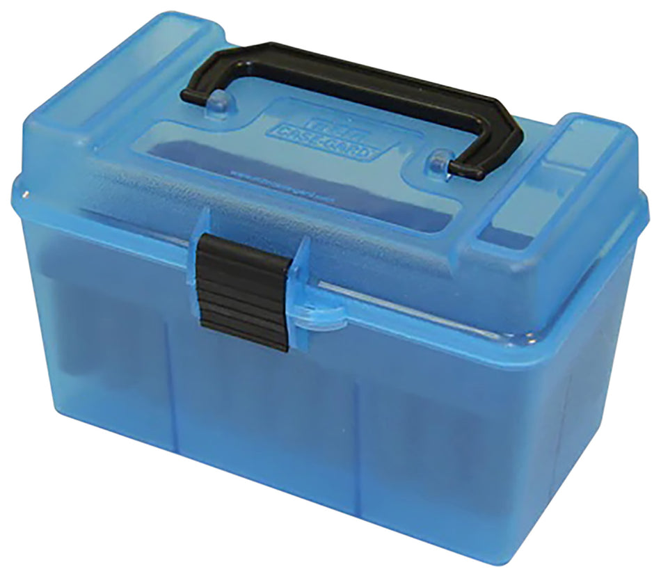 MTM Case-Gard H50RL24 Deluxe Multi-Caliber Ammo Box Clear Blue Polypropylene 50rd