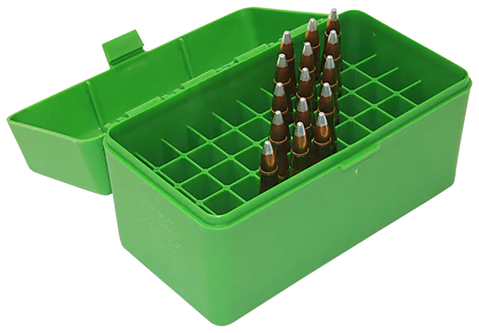 MTM Case-Gard RM5010 Flip-Top Ammo Box 308Win/220Swift/243Win Green Polypropylene 50rd