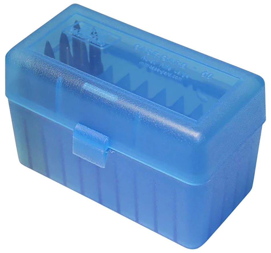 MTM Case-Gard RSS5024 Flip-Top Ammo Box 6mm PPC/7mm Clear Blue Polypropylene 50rd