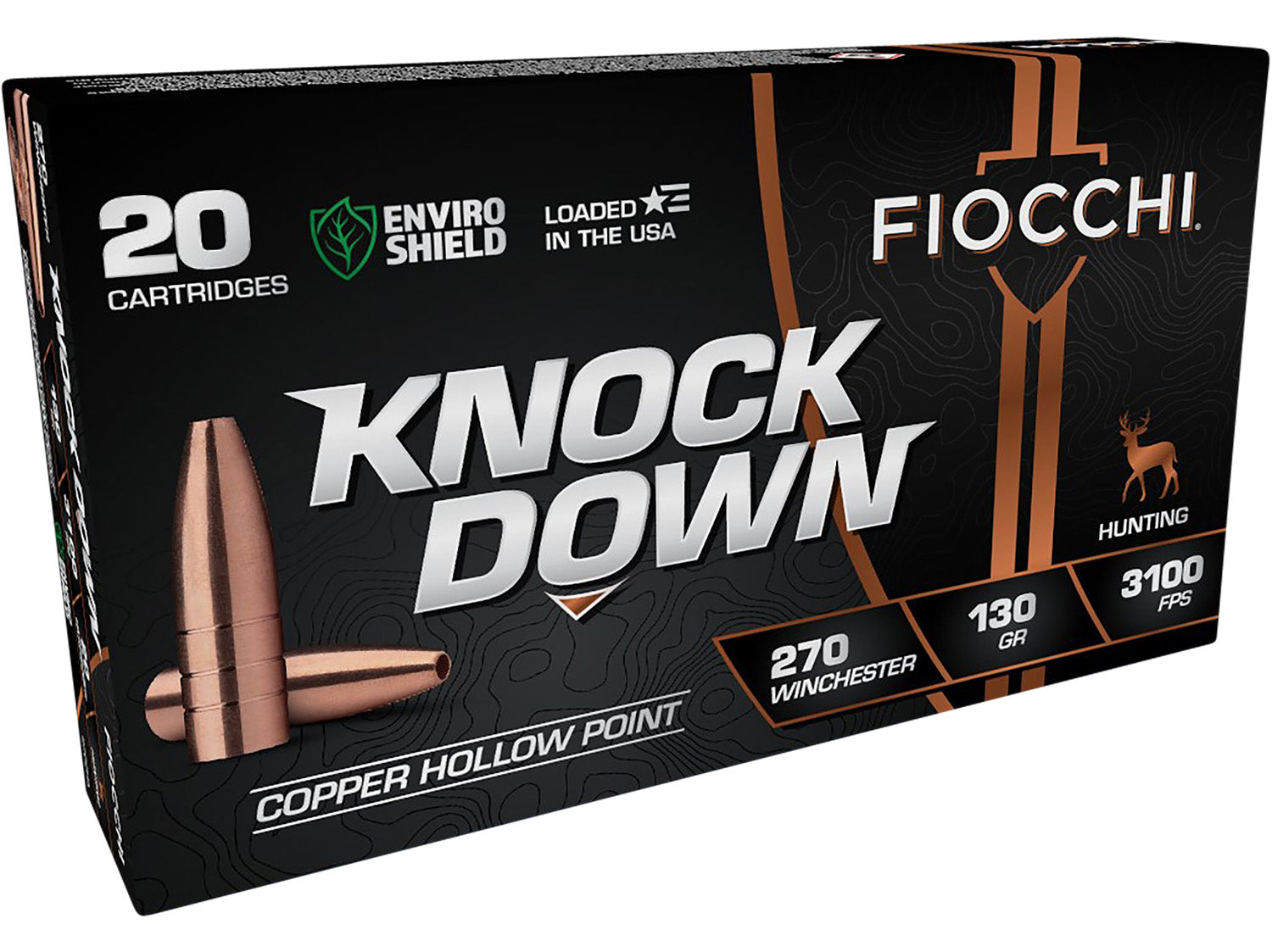 Fiocchi 270CHA Knock Down Enviro Shield Hollow Point HP 130 Grain .270 Winchester